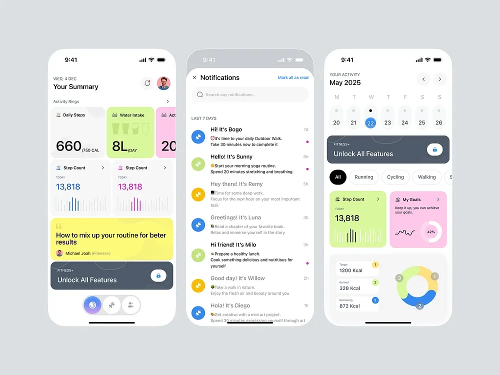 تطبيقات الصحة واللياقة، التطبيقات