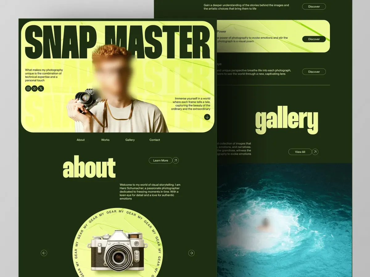 مرجع بصري في dark-theme، bold-typography، portfolio على لمحة