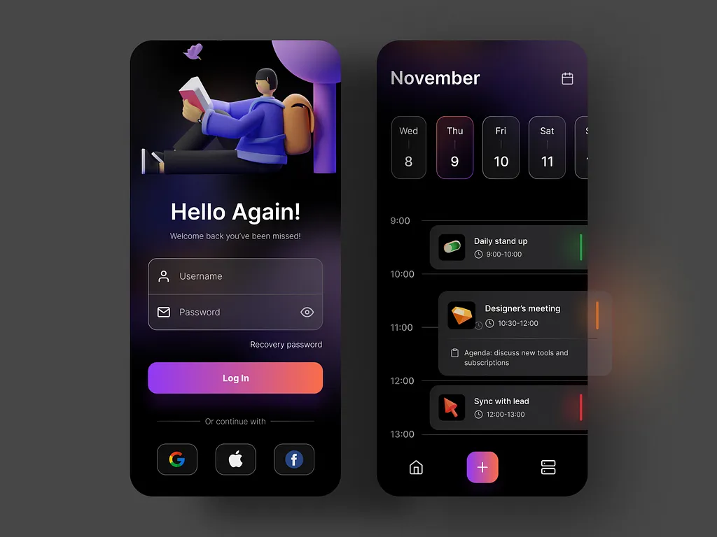مرجع بصري في dark-mode، minimalist، gradient على لمحة