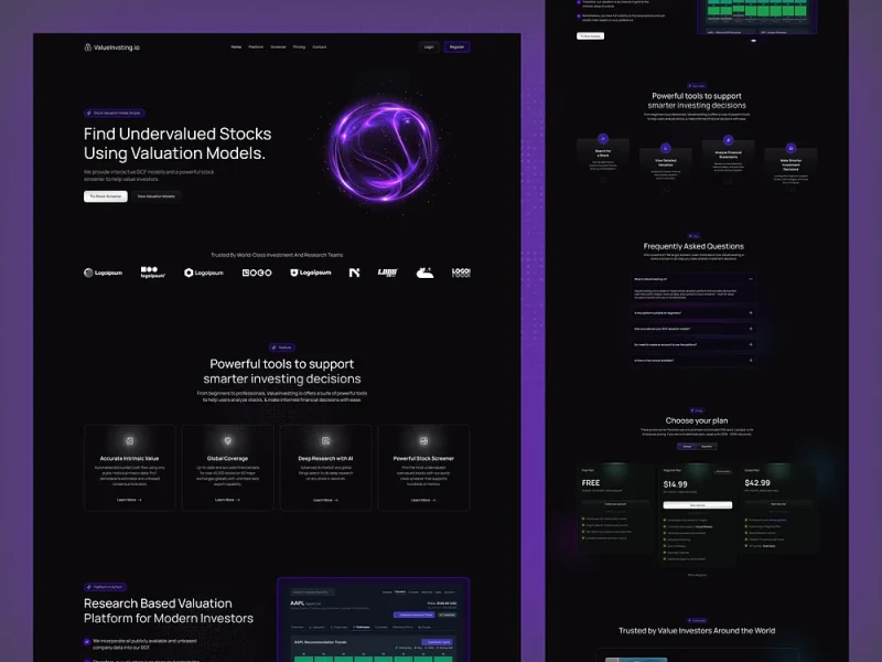 المواقع المالية والبنوك UI design #889
