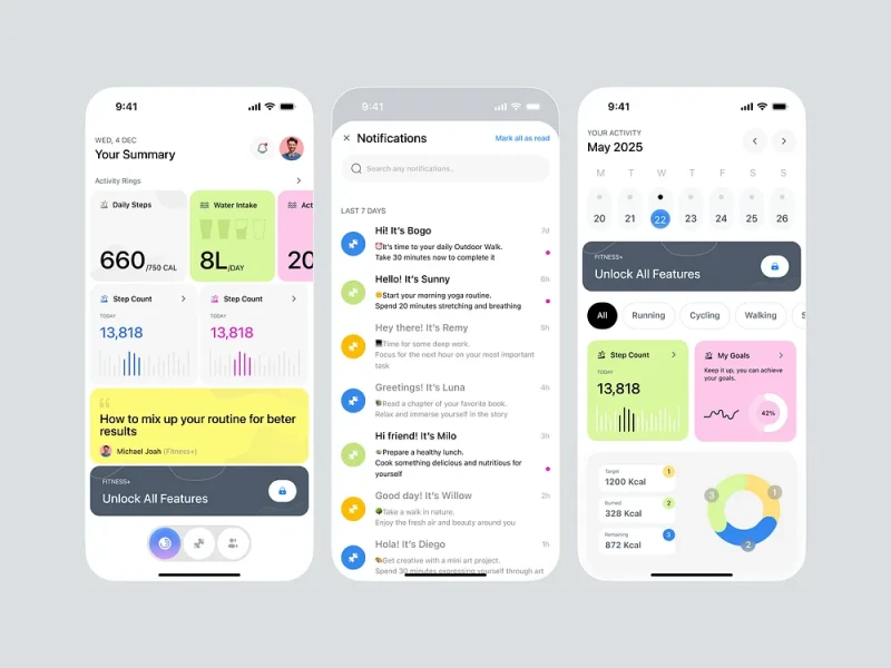 تطبيقات الصحة واللياقة UI design #961