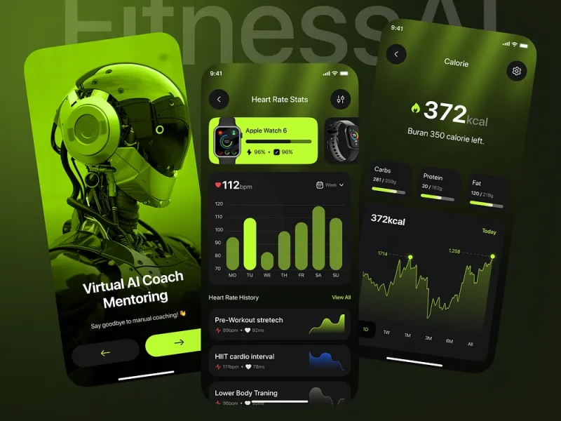 تطبيقات الصحة واللياقة UI design #963