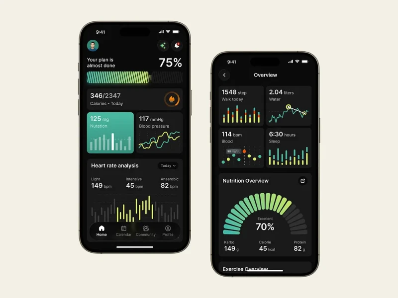 تطبيقات الصحة واللياقة UI design #964