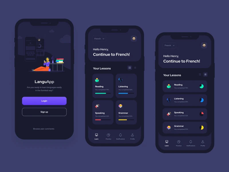 تطبيقات التعليم والتعلم UI design #968