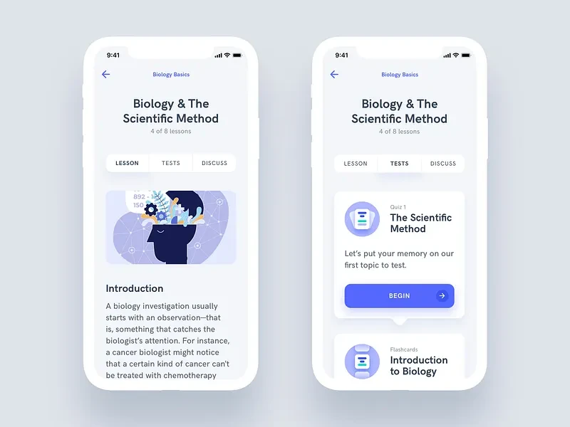 تطبيقات التعليم والتعلم UI design #974