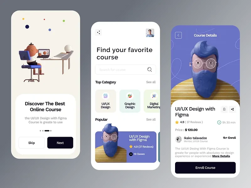 تطبيقات التعليم والتعلم UI design #978