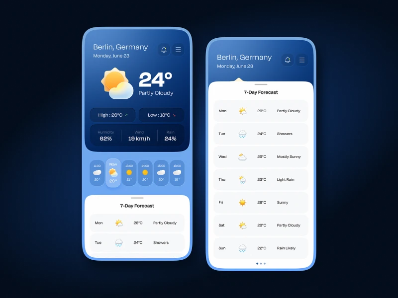 تطبيقات الطقس والأخبار — تصميم #1311