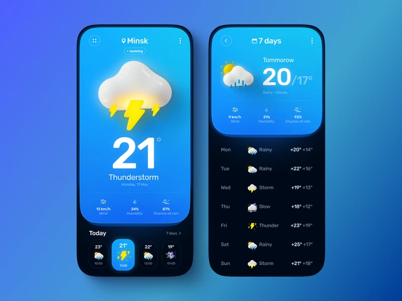 تطبيقات الطقس والأخبار — تصميم #1312