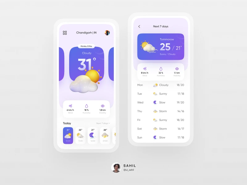 تطبيقات الطقس والأخبار — تصميم #1314