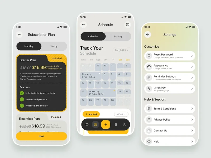 تطبيقات الإنتاجية UI design #1348