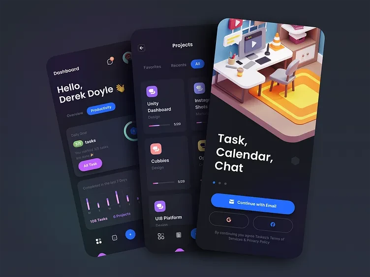 تطبيقات الإنتاجية UI design #1354