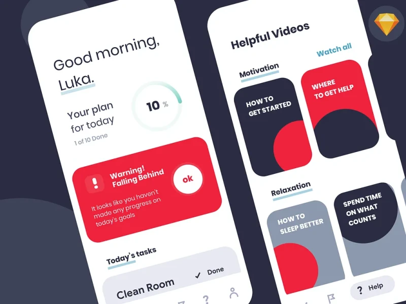 تطبيقات الإنتاجية UI design #1380