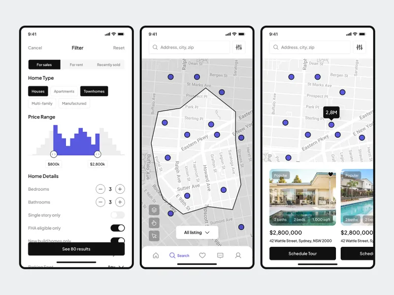 تطبيقات العقارات UI design #1593