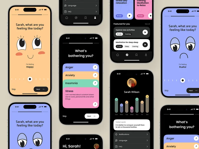 تطبيقات الصحة واللياقة UI design #1596