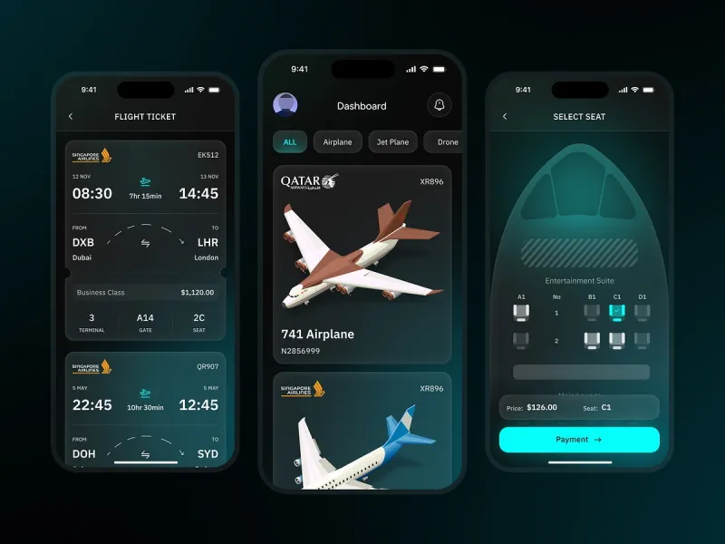 تطبيقات السفر والمواصلات UI design #1745
