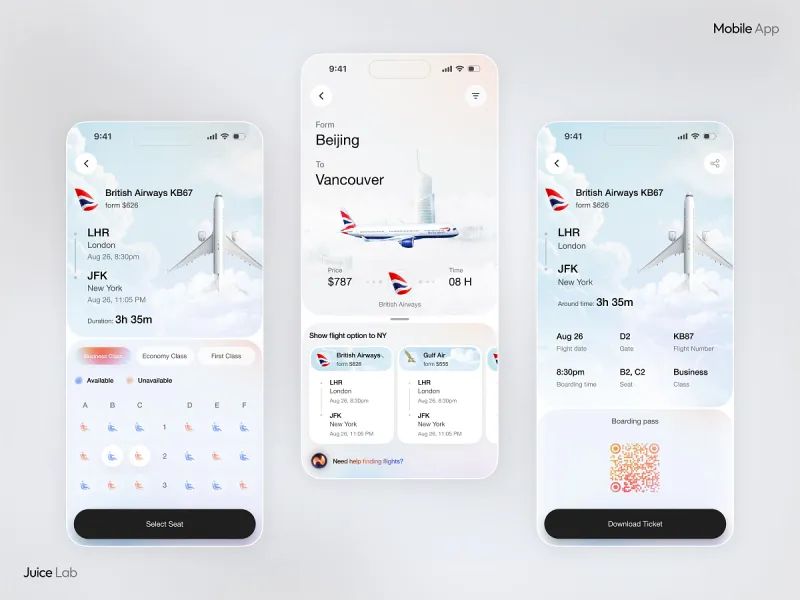تطبيقات السفر والمواصلات UI design #1746