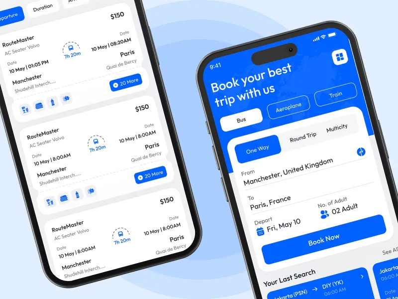 تطبيقات السفر والمواصلات UI design #1757