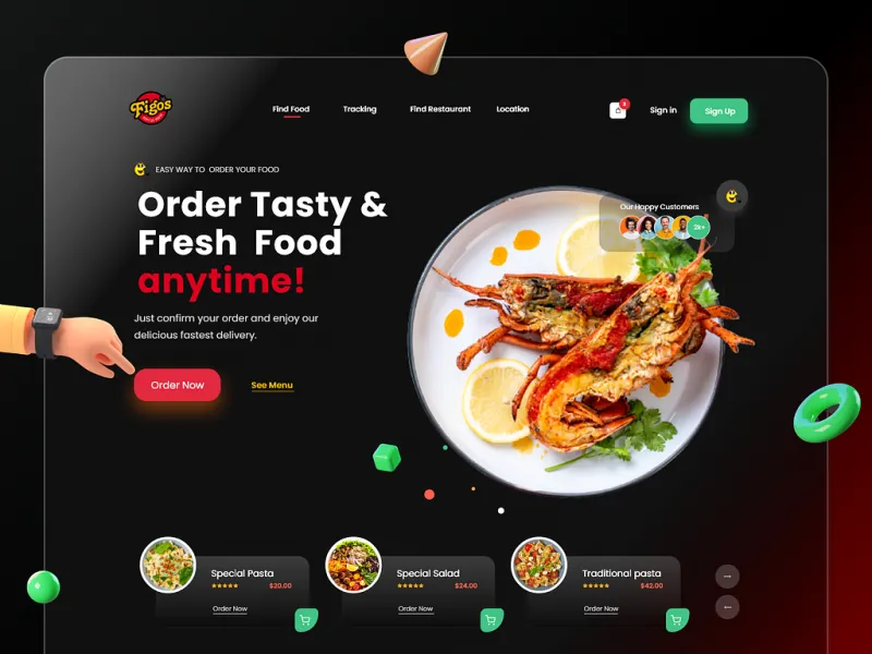 مواقع الطعام والمطاعم UI design #2236