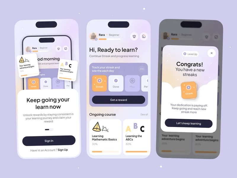 تطبيقات التعليم والتعلم UI design #2293