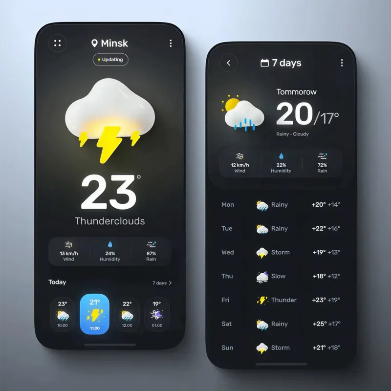 تطبيقات الطقس والأخبار — تصميم #2555