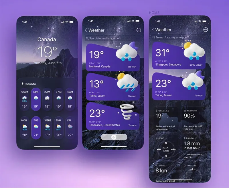 تطبيقات الطقس والأخبار — تصميم #2562